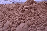 Sand sculpture of Chamundeshwari in Mysore