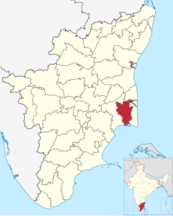 蒂魯瓦魯爾縣（紅色）在印度泰米爾納德邦的位置