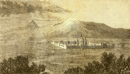 "View of Ararat and the Monastery of Echmiadzin", from the 1846 English translation of Friedrich Parrot's Journey to Ararat