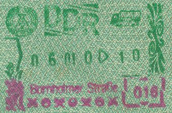 East German passport stamp from Bornholmer Straße border crossing.