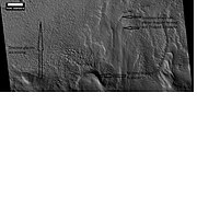 Remains of glaciers, as seen by HiRISE under the HiWish program. Image from Ismenius Lacus quadrangle.