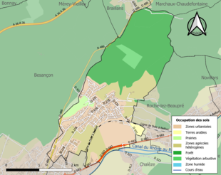 Carte en couleurs présentant l'occupation des sols.