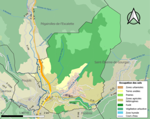 Carte en couleurs présentant l'occupation des sols