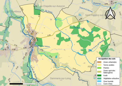 Carte des infrastructures et de l'occupation des sols de la commune en 2018 (CLC).