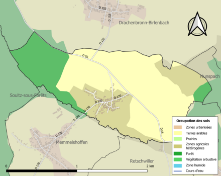 Carte en couleurs présentant l'occupation des sols.