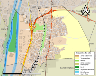 Carte en couleurs présentant l'occupation des sols.