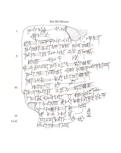 line drawing, Obverse Amarna letter EA 15-(titled: "Assyria joins the International Scene"). A common Amarna letter that uses cuneiform mu. (line 19, Reverse.)