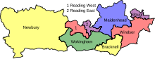 Map of parliamentary constituencies in Berkshire 2010–2024