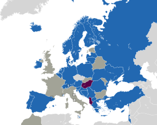 Um mapa colorido dos países da Europa