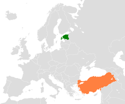 Map indicating locations of Estonia and Turkey