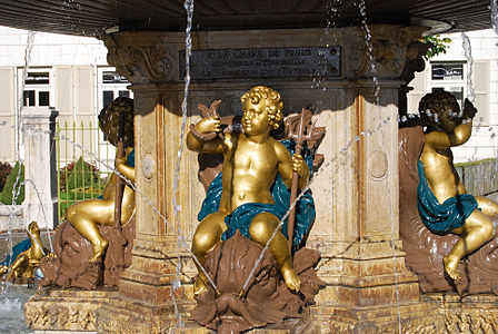 Neoclassical - Putto of the Grande Fontaine (Avenue Léopold-Robert), La Chaux-de-Fonds, Switzerland, by Maximilien Louis Bourgeois [fr], 1888