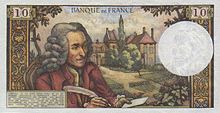 10 francs Voltaire, Face verso