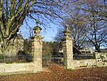 Gatepiers, Garden Walls, Railings and Sundial, circa 30m South of Overacres