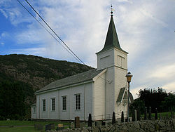 View of the local Heskestad Church