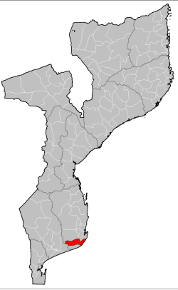 Inharrime District on the map of Mozambique