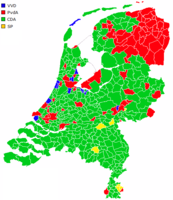 Largest party per municipality:. In the Dutch system this is of limited importance as it operates a proportional system.