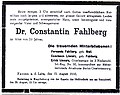 Nachruf der Familie in der Magdeburger Zeitung vom 17. August 1910