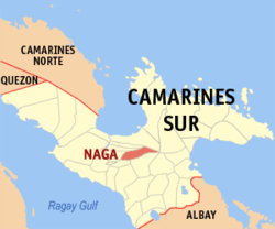Map of Camarines Sur with Naga highlighted