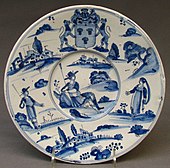 Armorial dish, with characters from L'Astrée, 1650–75