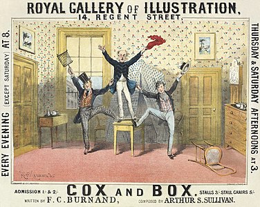 Cox and Box poster, by Alfred Concanen (restored by Adam Cuerden)