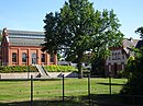 Städtisches Wasserwerk, bestehend aus Maschinen und Kesselhaus, Filtergebäude, Wohnhaus