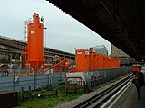 Construction equipment for the Royal Oak Crossrail Portal, looking East along the eastbound platform, 2010