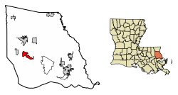 Location of Mandeville in St. Tammany Parish, Louisiana