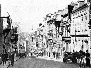 Main street in Aš, where the SdP's leadership met on 13 September 1938 before fleeing to Germany