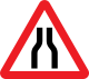 U.K. road narrows on both sides ahead sign.