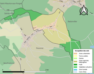 Carte en couleurs présentant l'occupation des sols.