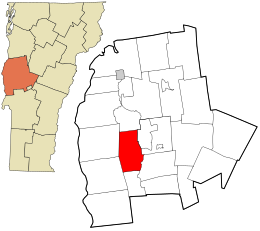 Location in Addison County and the state of Vermont.