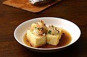 Agedashi tofu, fried tofu in dashi broth