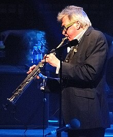 Mackay performing live with Roxy Music at the LG Arena in Solihull, 2011