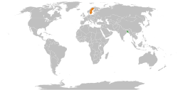 Map indicating locations of Bangladesh and Sweden