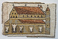 5th-century mosaic of a basilica (Louvre)