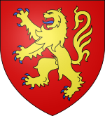 « De gueules au lion d'or armé et lampassé d'azur ».