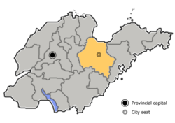 山東省中の濰坊市の位置