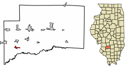 Location of Damiansville in Clinton County, Illinois.