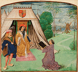 Jean Molinet presents his Le Roman de la Rose moralisé et translaté de rime en prose to Philip of Cleves, c. 1500