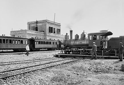 Jaffa–Jerusalem railway, by American Colony Jerusalem (edited by Mvuijlst)