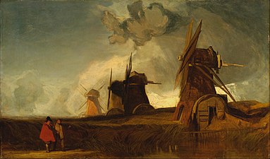 Drainage Mills in the Fens, Croyland, Lincolnshire (c. 1835), Yale Center for British Art