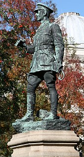A statue of a figure in military attire