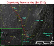 Opportunity arrives at Endeavour crater, Sol 2710