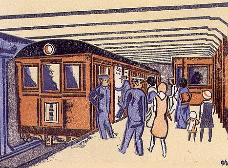 Subway from 100 Views of New Tokyo, published 1928–1932