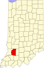 Map of Indiana highlighting Daviess County