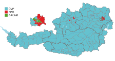 Parti arrivé en tête par district.