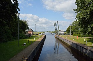 Blick in den Gieselaukanal an der Schleuse