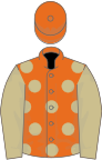 Orange, beige spots and sleeves, orange cap