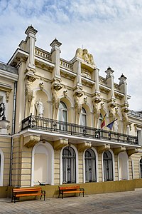 Baroque Revival atlases on the Catargiu House, today the Union Museum, Iași, Romania, unknown architect, c.1880