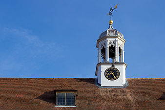 Bell tower and clock above the War Memorial Library